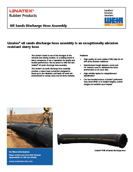 20121029 Linatex Oil Sands Hose Spec Sheet cover