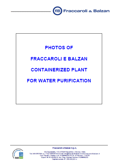 CONTAINERIZED PLANT FOR WATER PURUFICATION cover